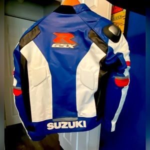 Real cow hide leather motorcycle jacket Suzuki GSXR